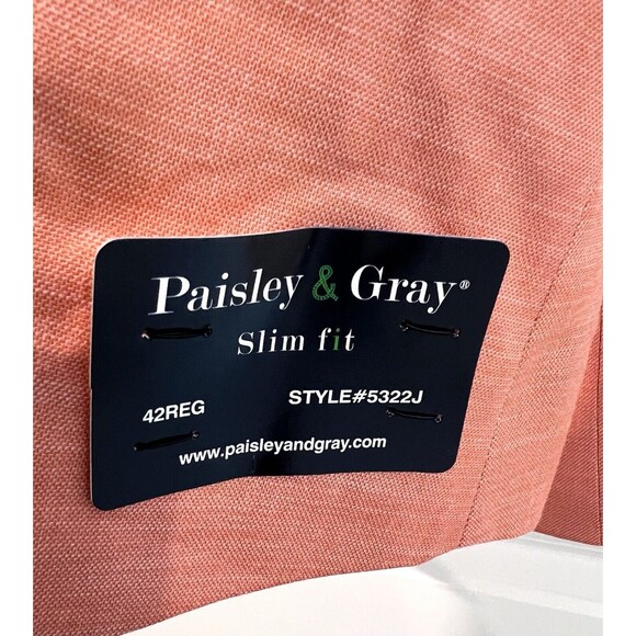 Paisley & Gray Men’s Slim Fit Grosvenor Peak Tuxedo Jacket Blazer Orange 42R - Picture 7 of 15